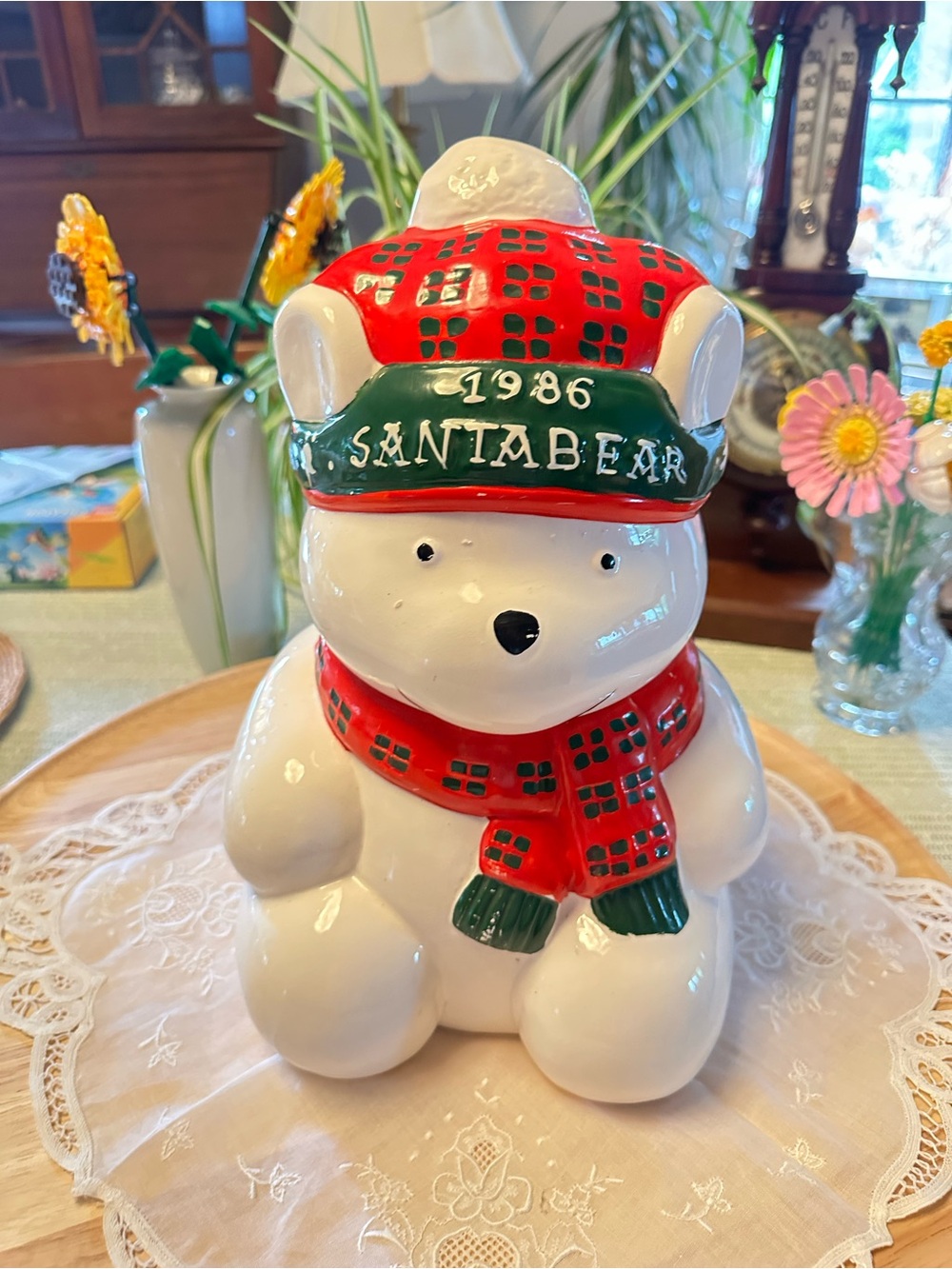 Vintage 1986 Santa Bear Cookie Jar Dayton Hudson 12” Christmas